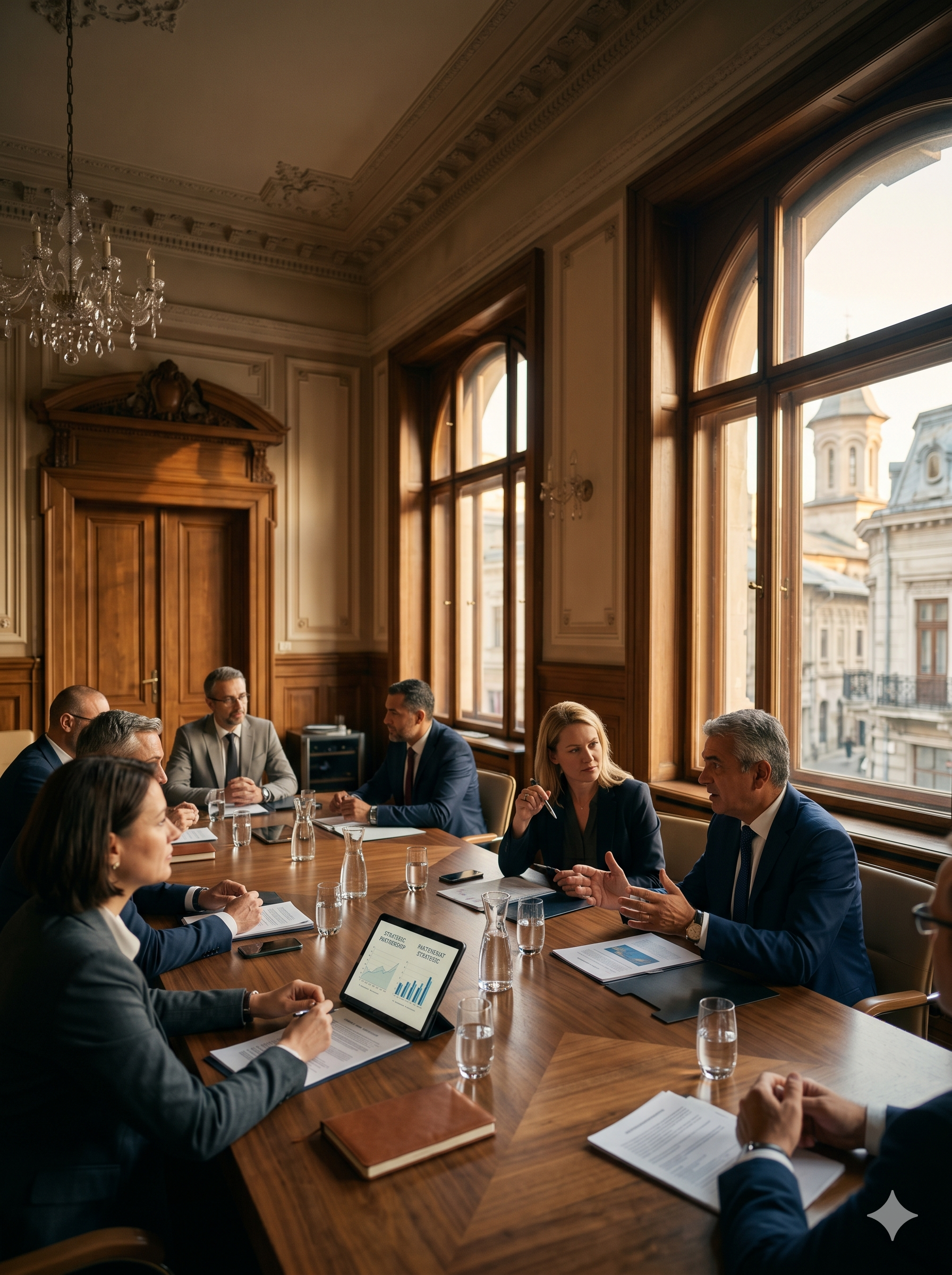 Bilingual boardroom meeting in Bucharest